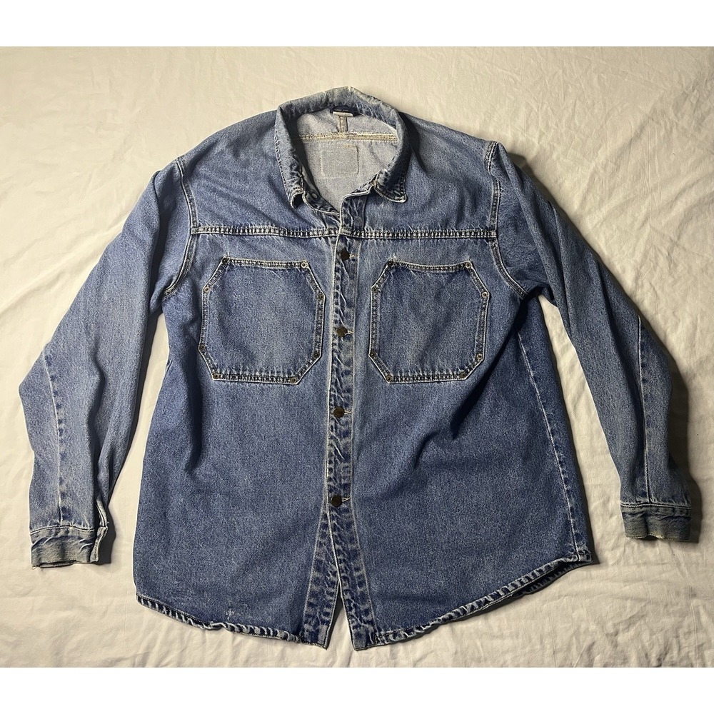 Vintage 90s Karl Kano Jeans Denim Dungaree Hip Hop Jacket Men's XL Blue USA Made
